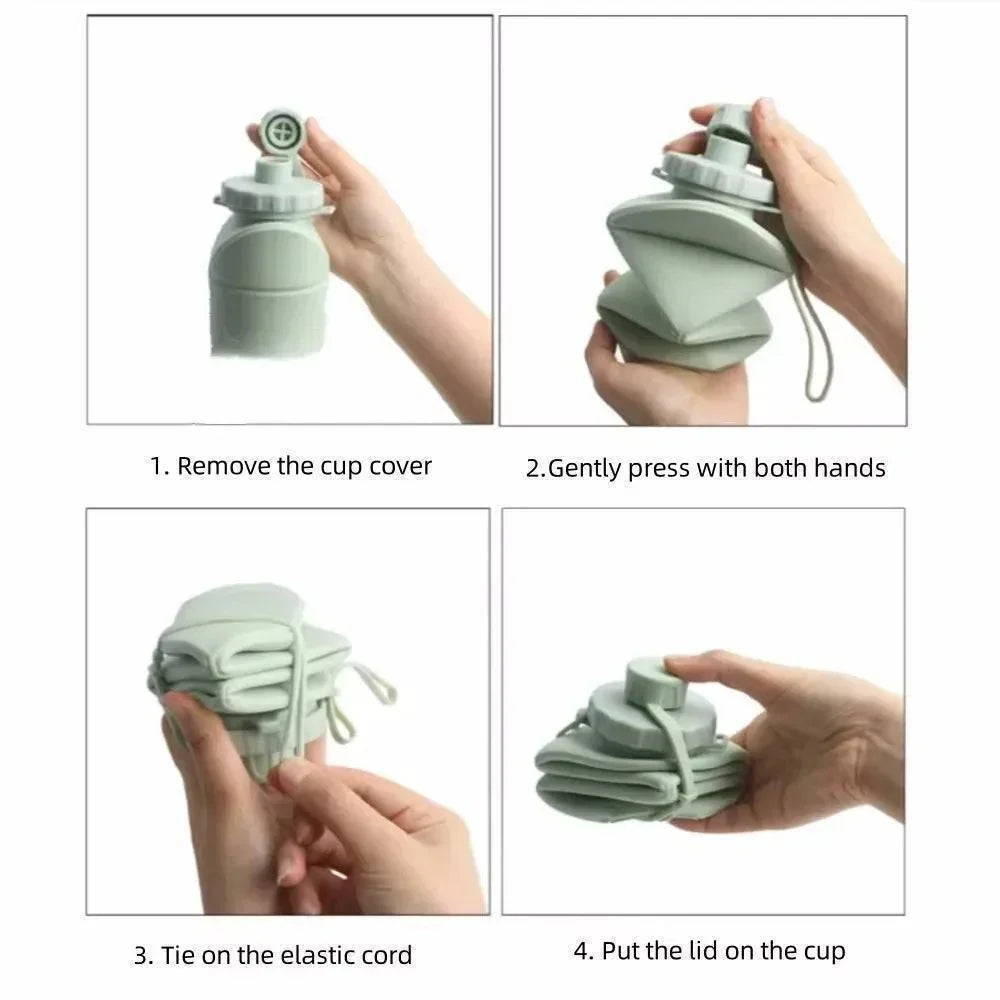 Opvouwbare siliconen waterfles van 600 ml