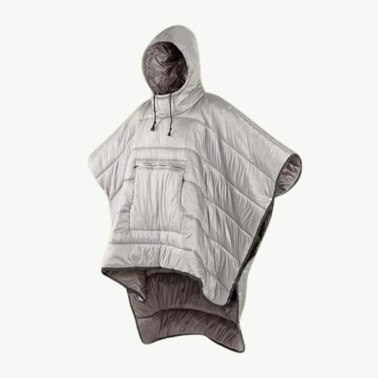Outdoor poncho met fleecevoering