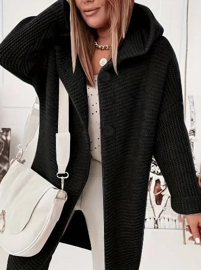 Oversized gebreid damesvest met capuchon