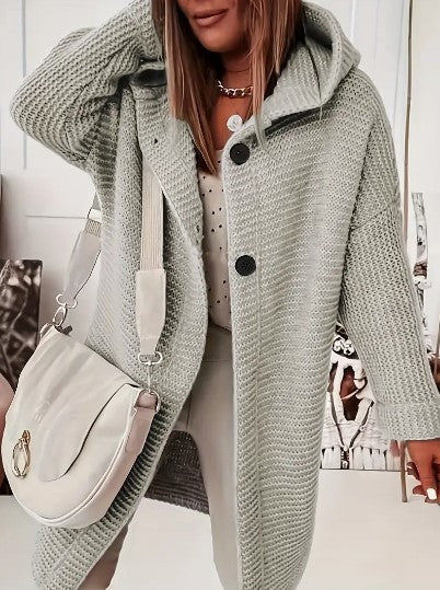 Oversized gebreid damesvest met capuchon