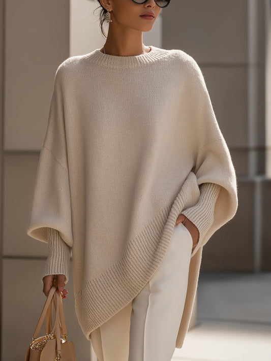 Oversized gebreide damestrui met ronde hals