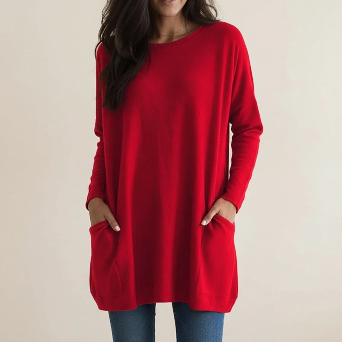 Oversized gebreide jurk voor dames met zakken