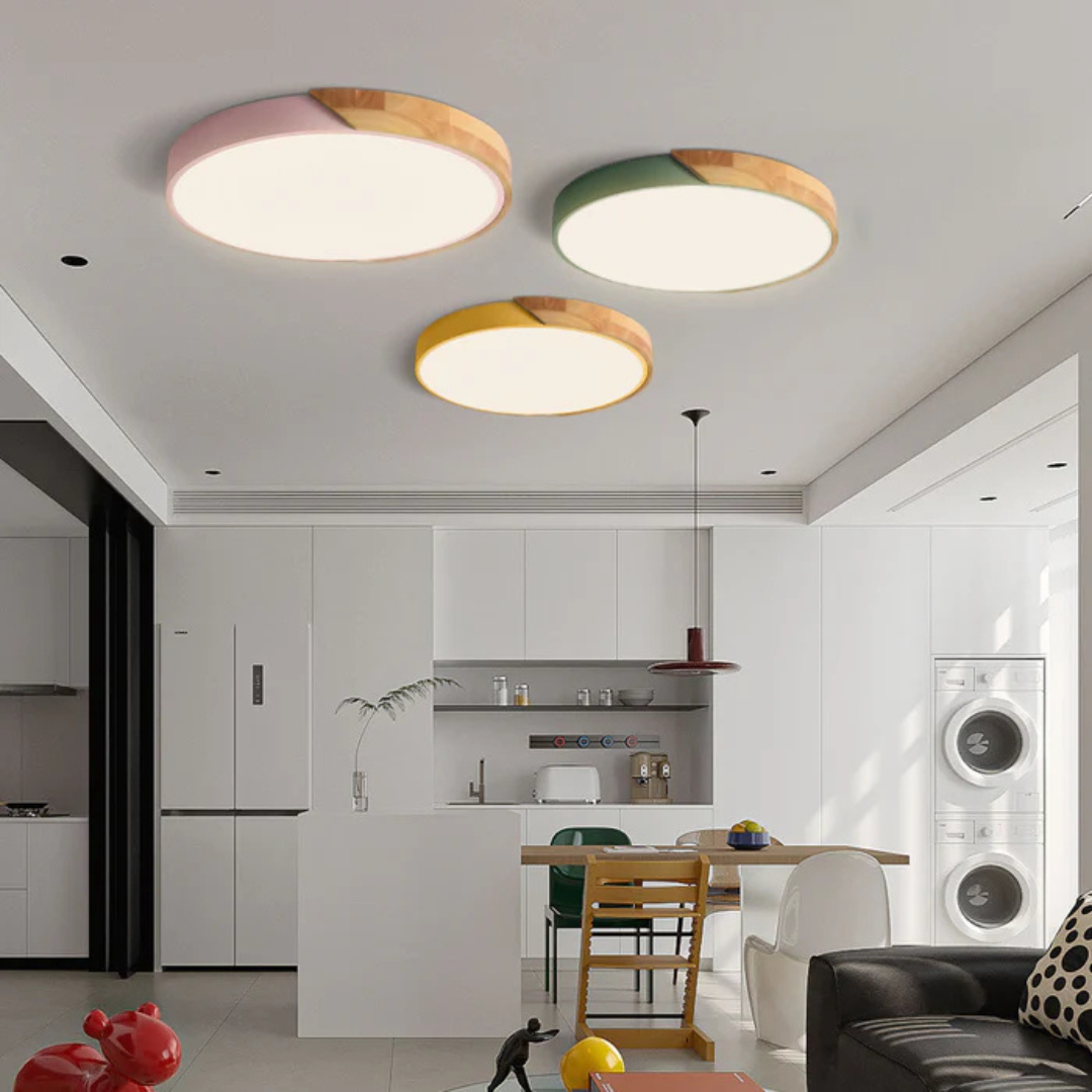 Plafondlamp met led in Scandinavisch houten design