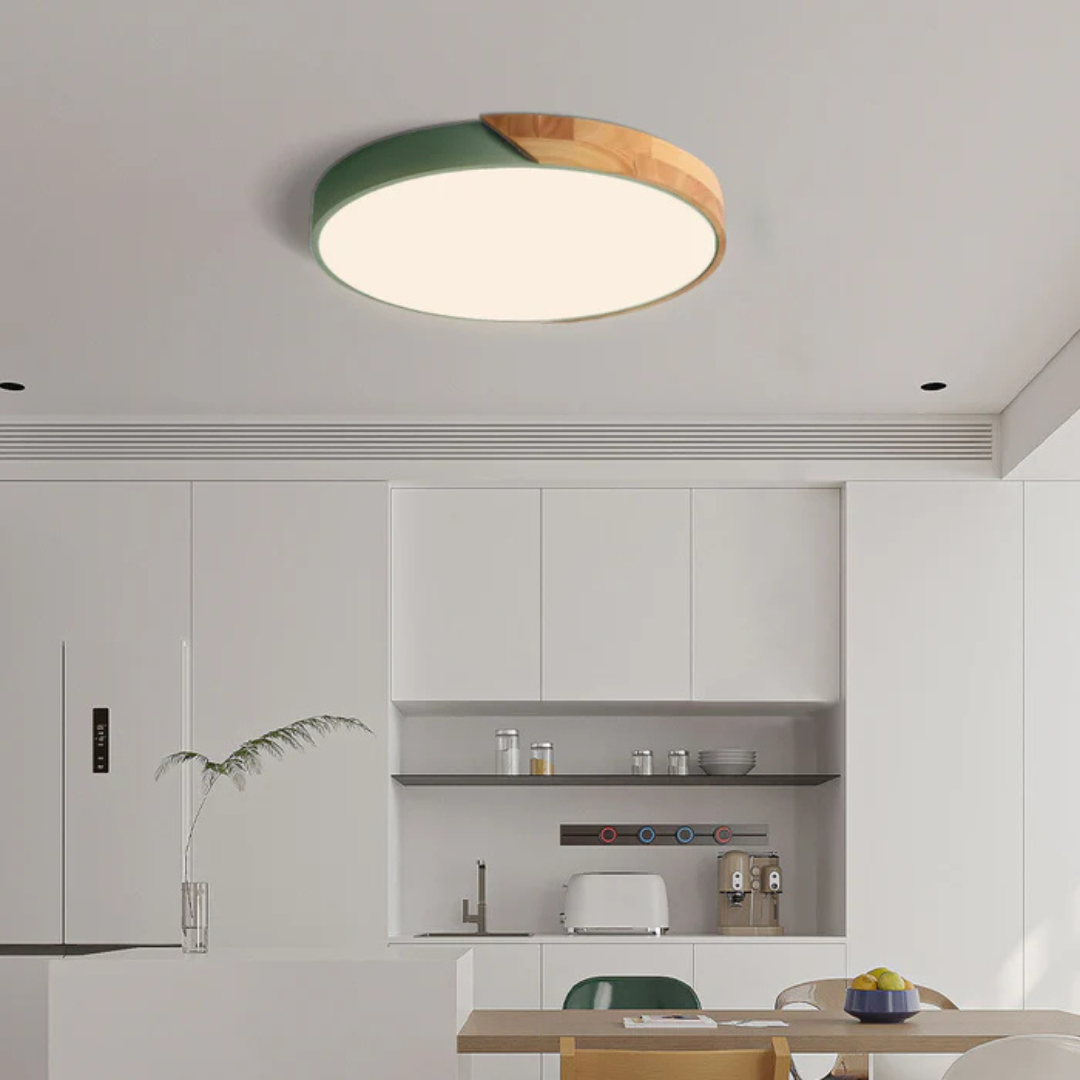 Plafondlamp met led in Scandinavisch houten design