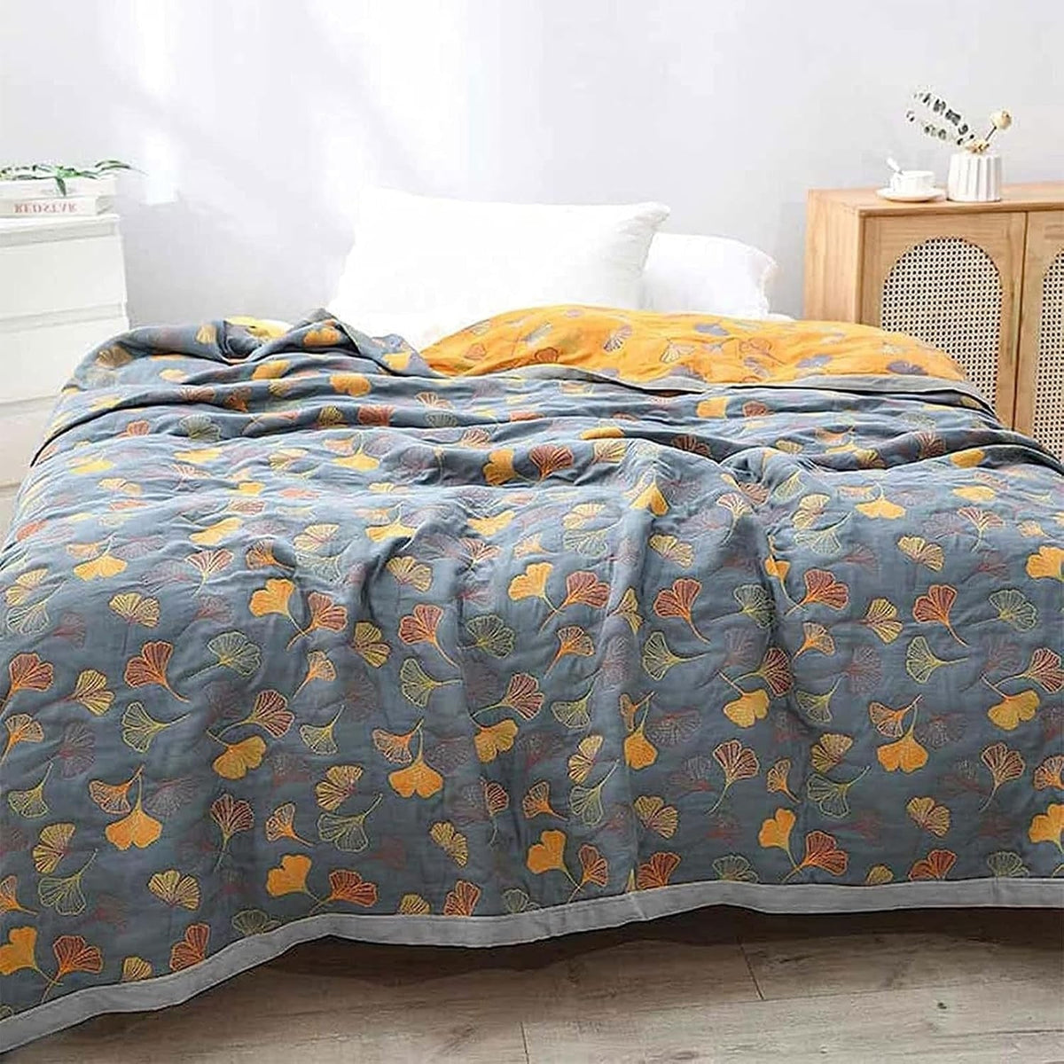 Plaid met ginkgobladeren