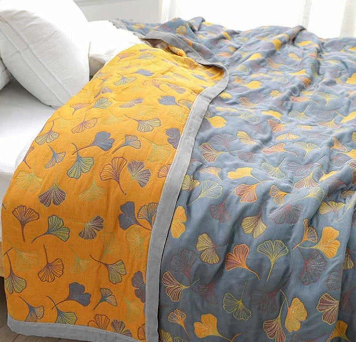 Plaid met ginkgobladeren