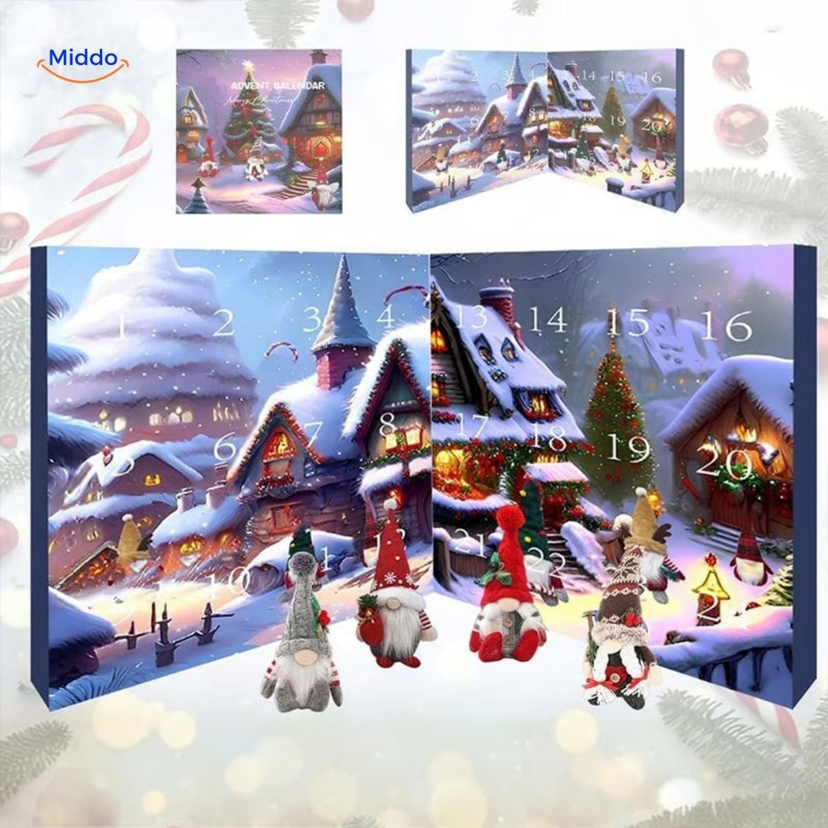 Pluche Adventskalender Aftelkalender met Kabouters | Kerstcadeau