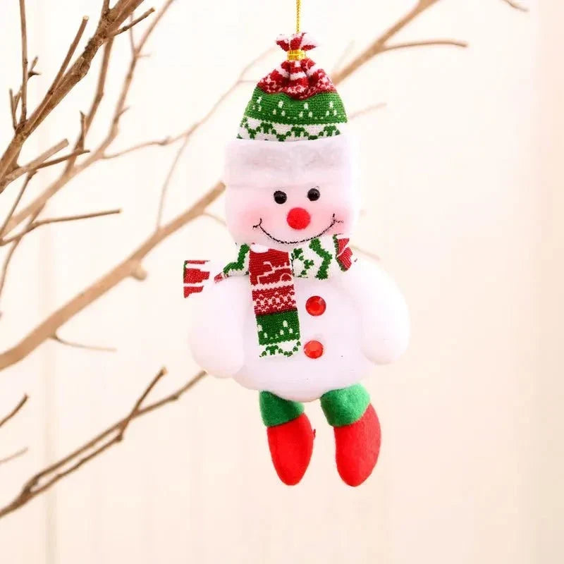 Pluche kersthangers met bungelende beentjes en kerstfiguren