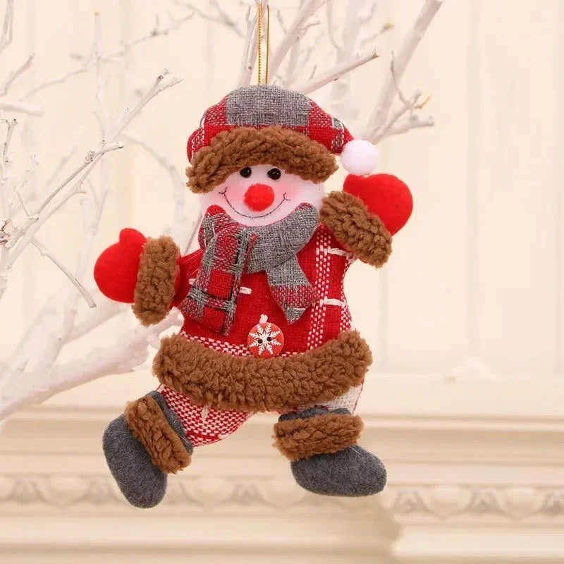 Pluche kersthangers met bungelende beentjes en kerstfiguren