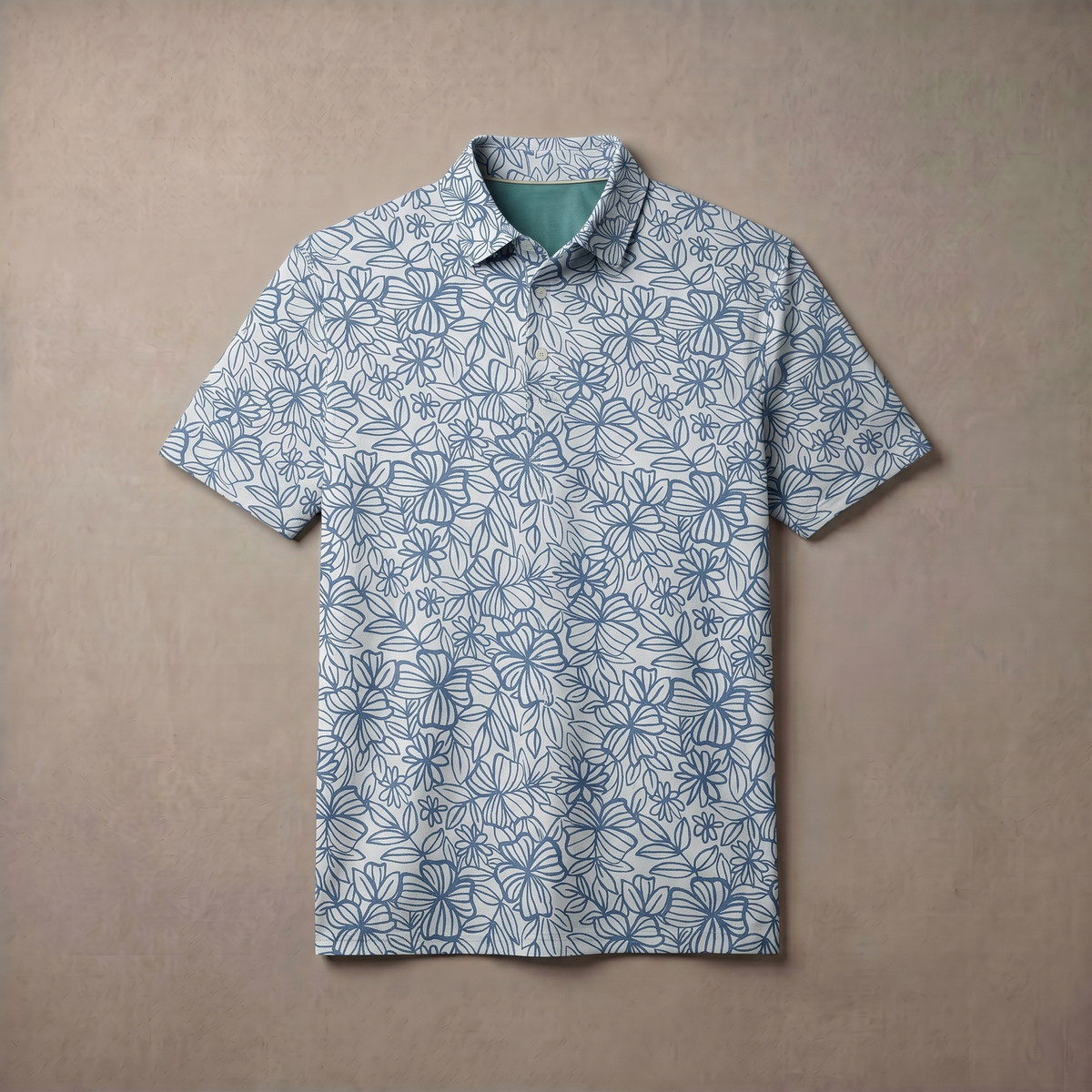 Poloshirt voor heren met melangeprint | Vochtafvoerend | UPF 50 | 4-way stretch