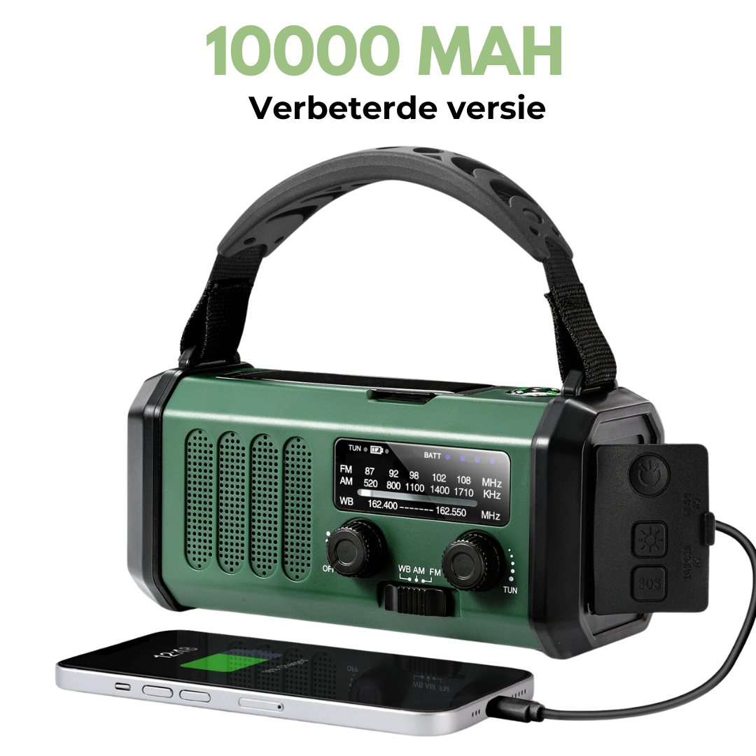 Professionele noodradio - Opwindbaar & zonne-energie - Krachtig en duurzaam