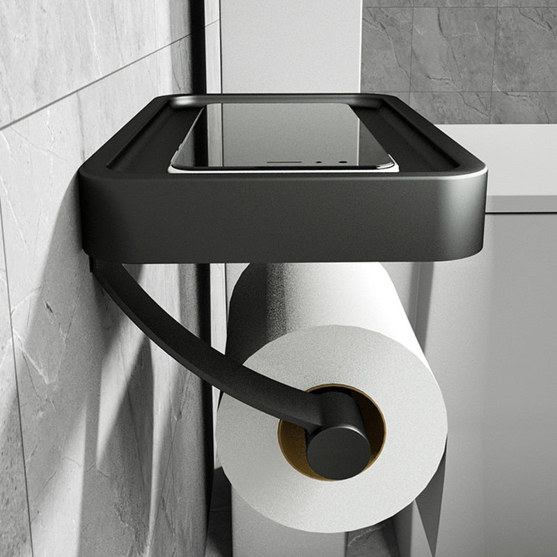 Roestvrijstalen toiletrolhouder met planchet - Zonder boren