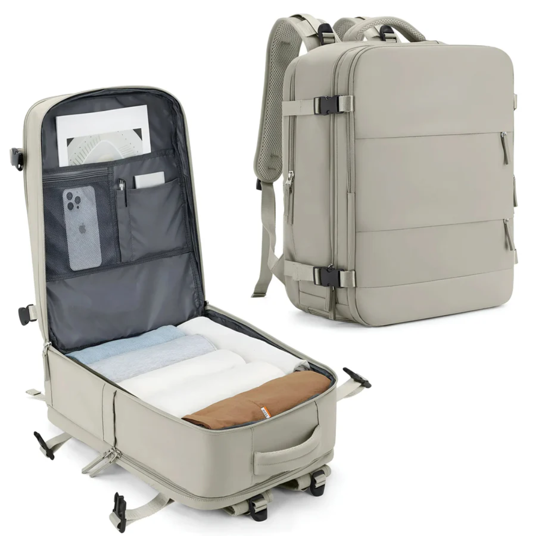 Ruime unisex reisrugzak als handbagage voor zorgeloos reizen