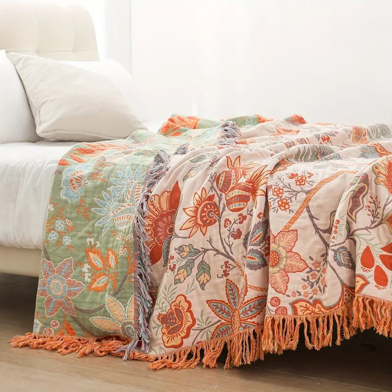 Rustiek boho plaid met bloemenprint