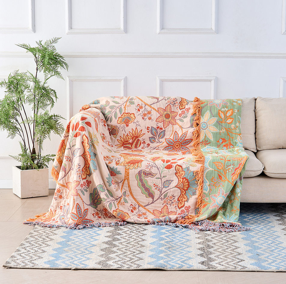 Rustiek boho plaid met bloemenprint