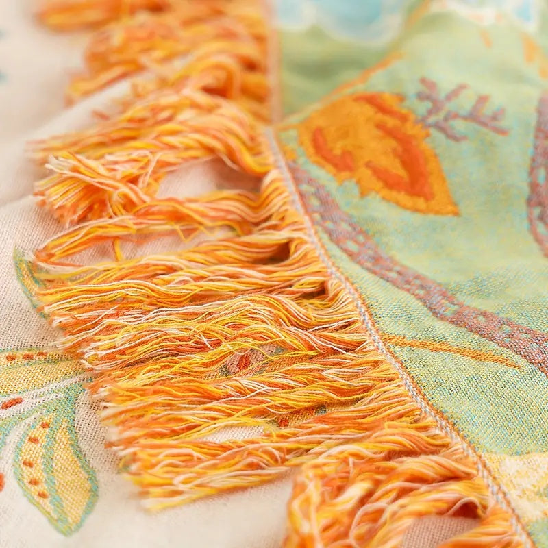 Rustiek boho plaid met bloemenprint
