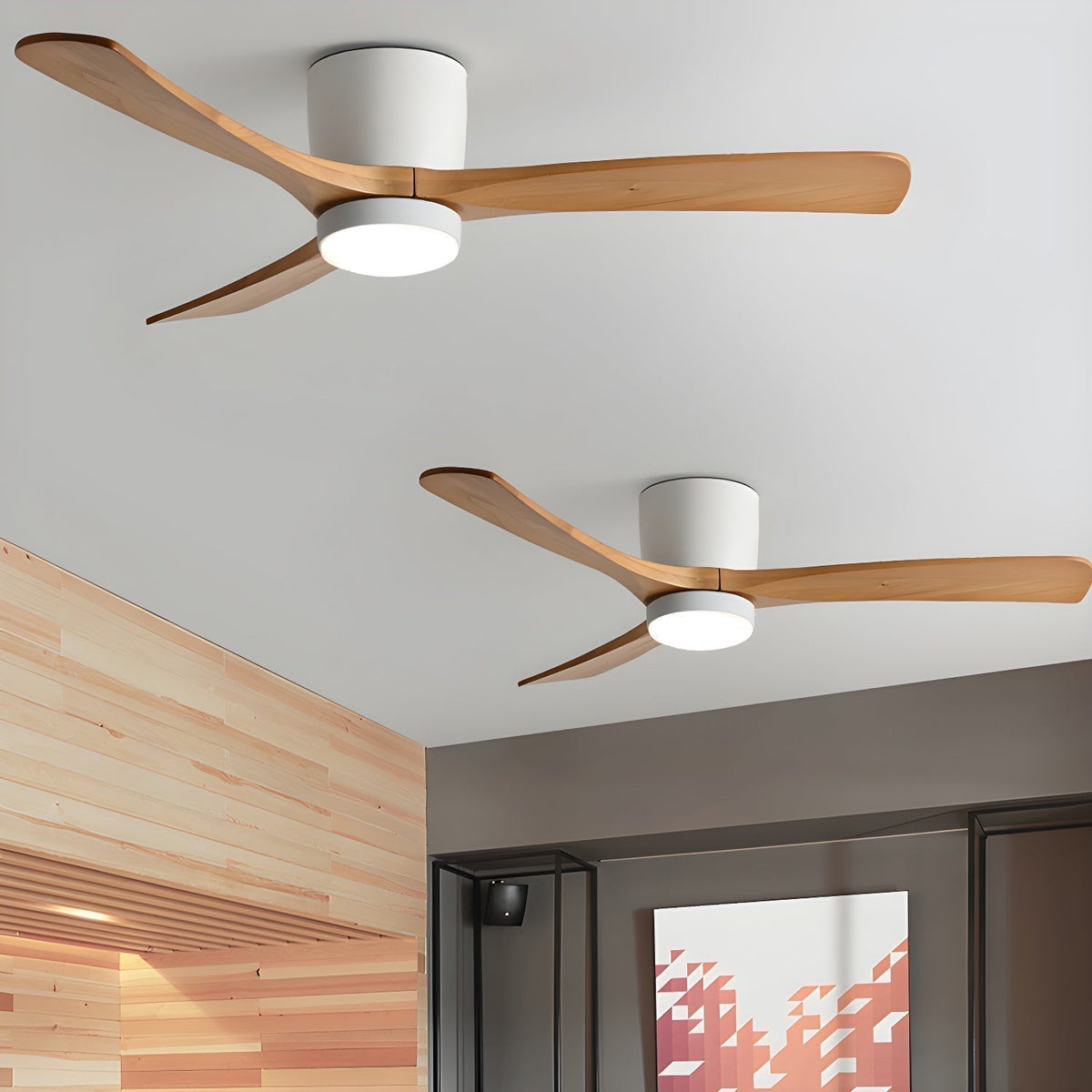 Scandinavische houten plafondventilator met ledverlichting en afstandsbediening
