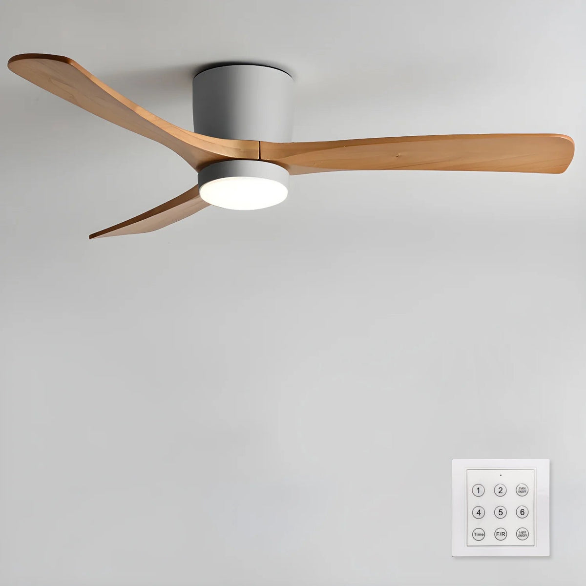 Scandinavische houten plafondventilator met ledverlichting en afstandsbediening