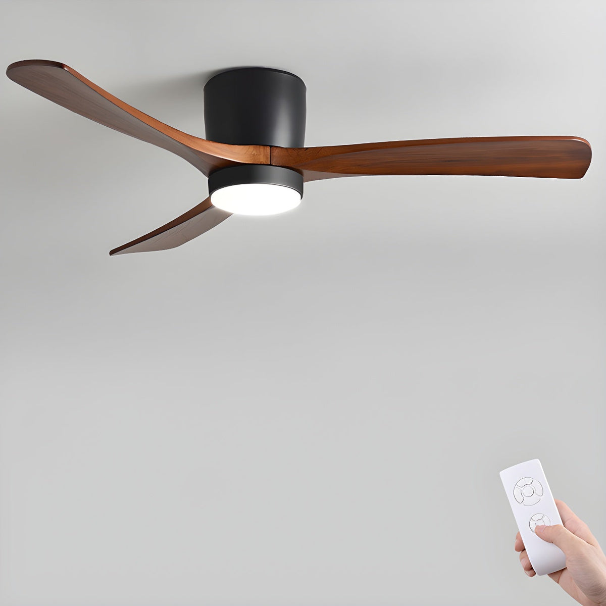 Scandinavische houten plafondventilator met ledverlichting en afstandsbediening