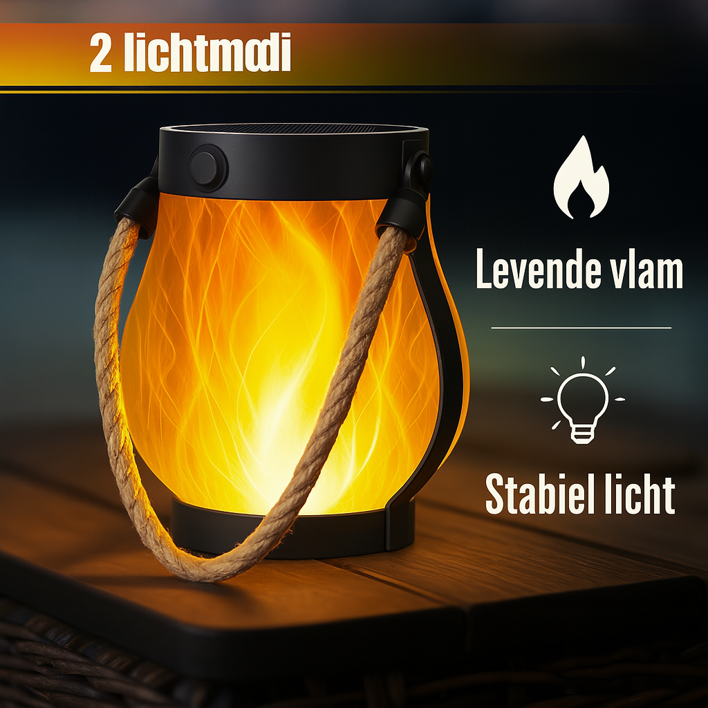Sfeervolle solarlamp met flikkerend vlameffect