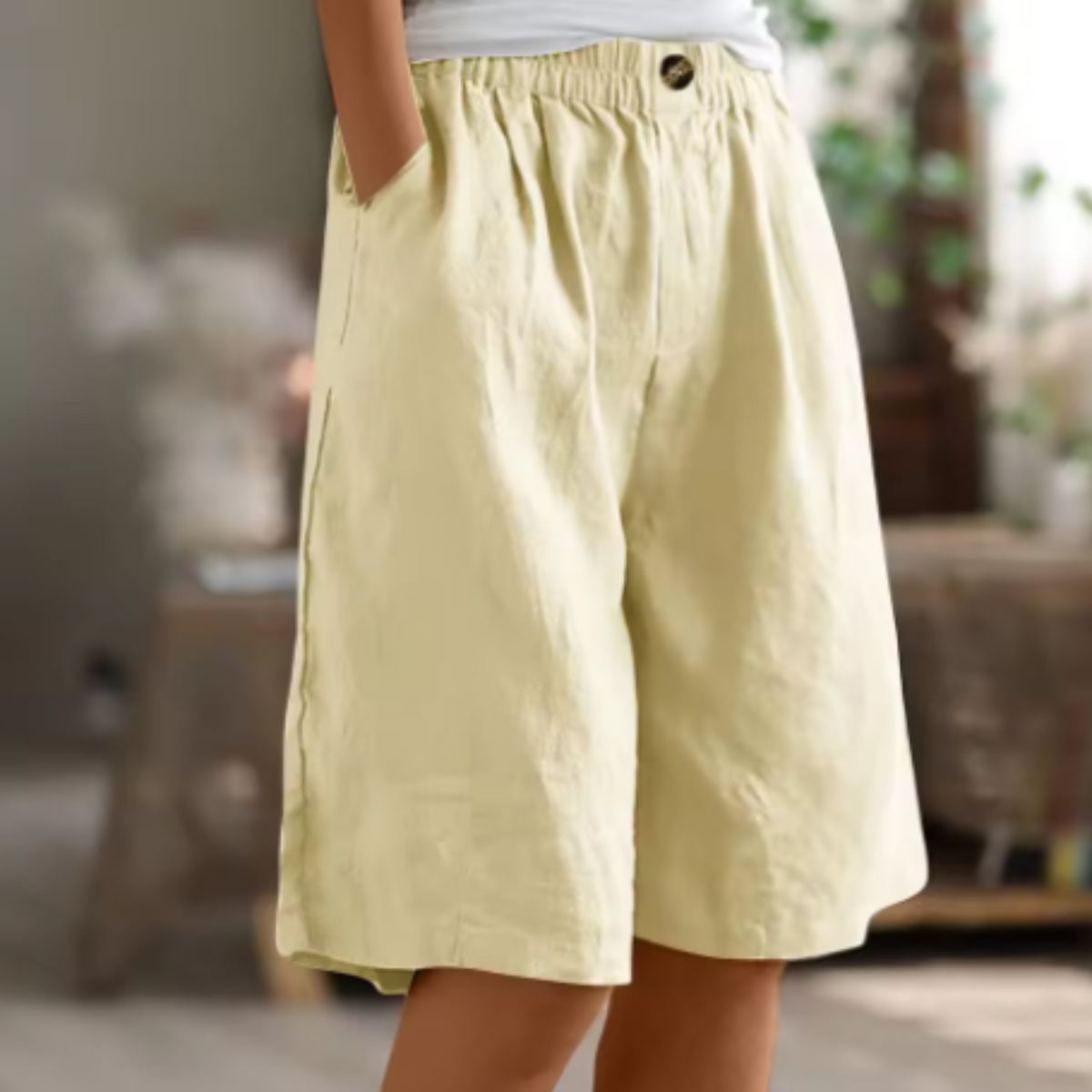 Shorts met hoge taille en wijde pijpen voor dames