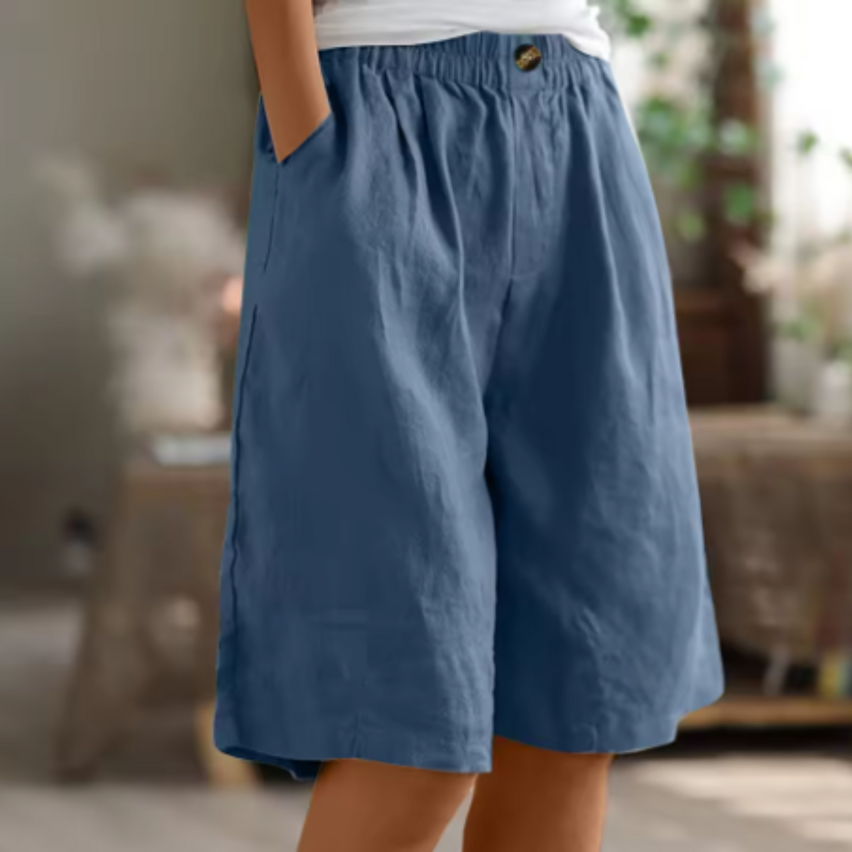 Shorts met hoge taille en wijde pijpen voor dames