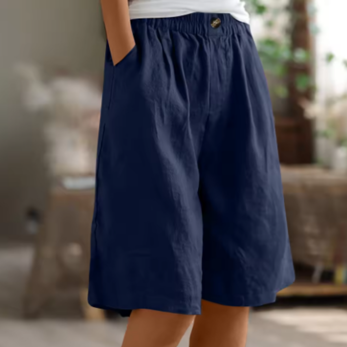 Shorts met hoge taille en wijde pijpen voor dames
