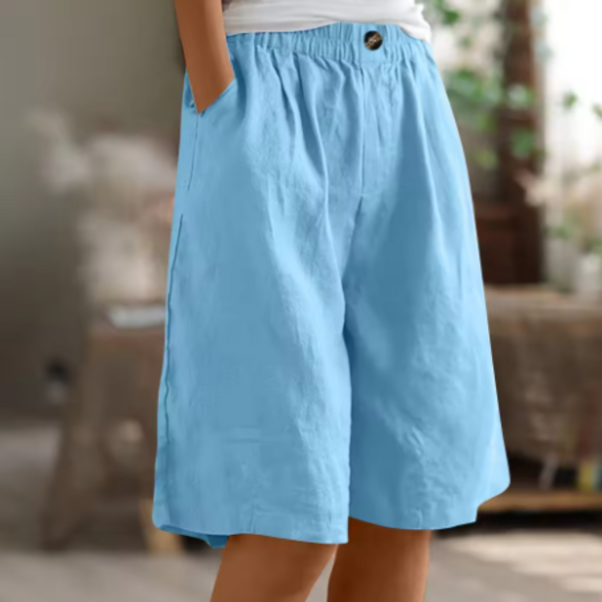 Shorts met hoge taille en wijde pijpen voor dames