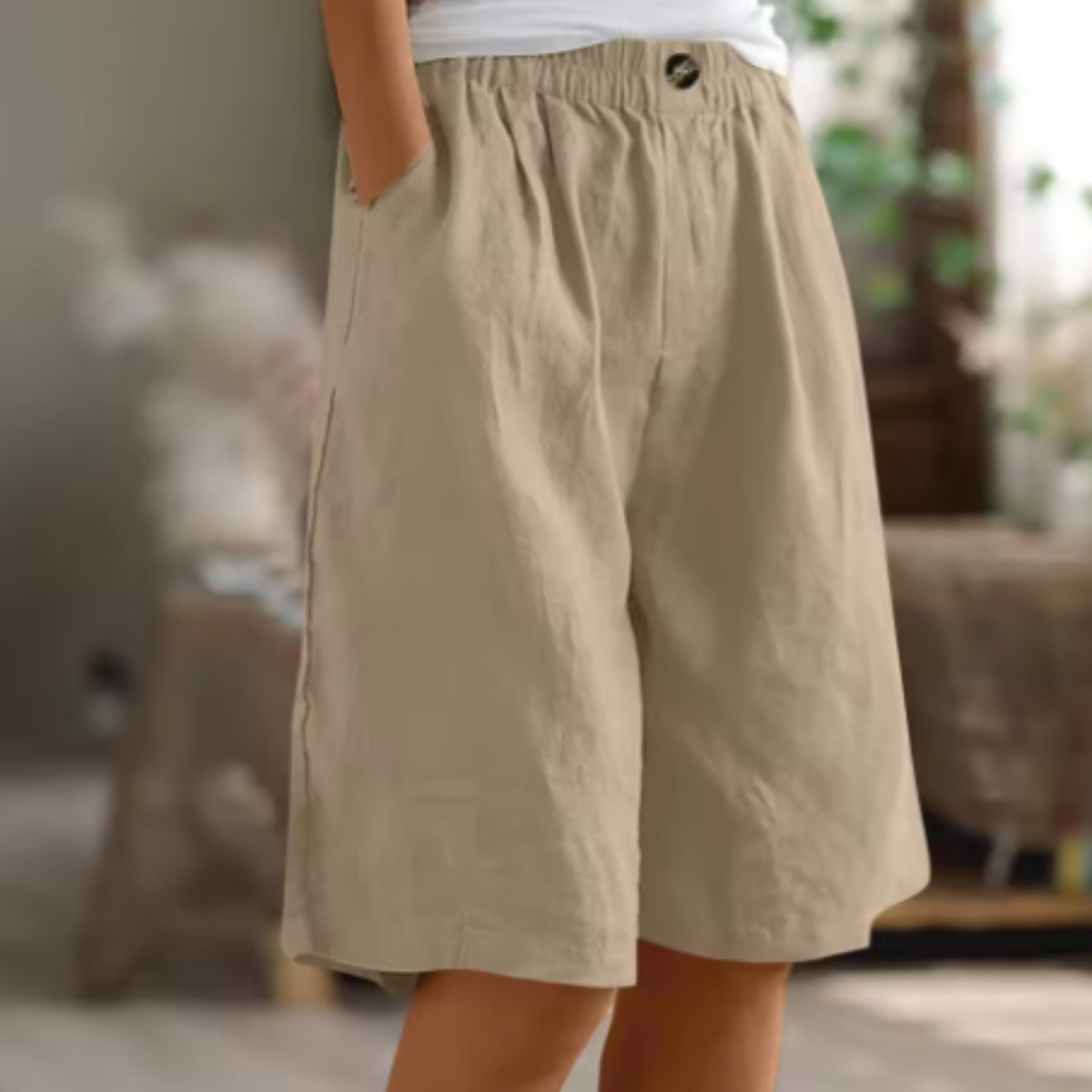 Shorts met hoge taille en wijde pijpen voor dames
