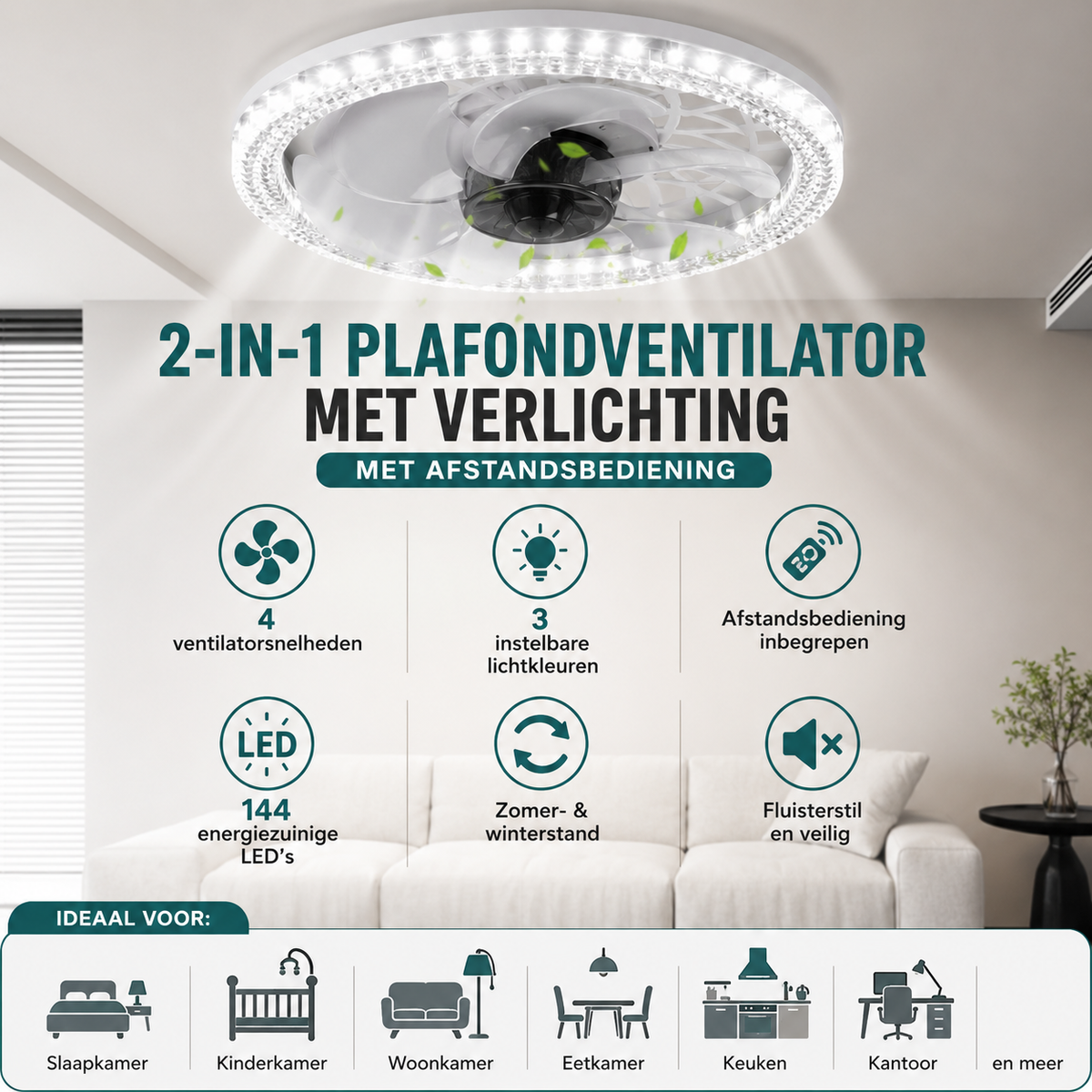 Slimme Dimbare RGB Plafondlamp met WiFi voor de Woonkamer