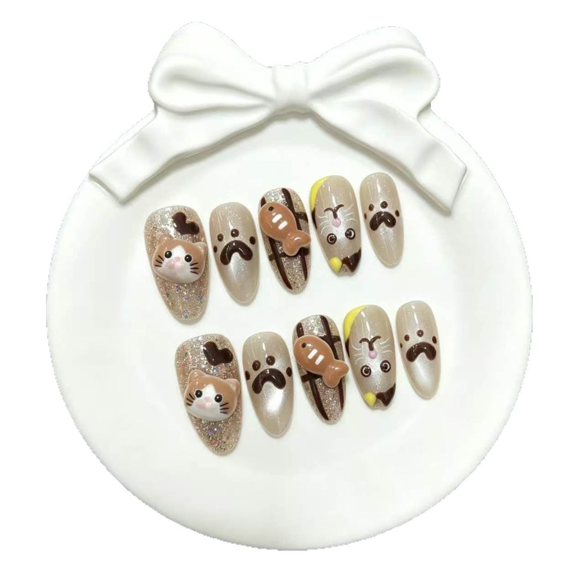 Speelse press-on nagelset met dierenthema
