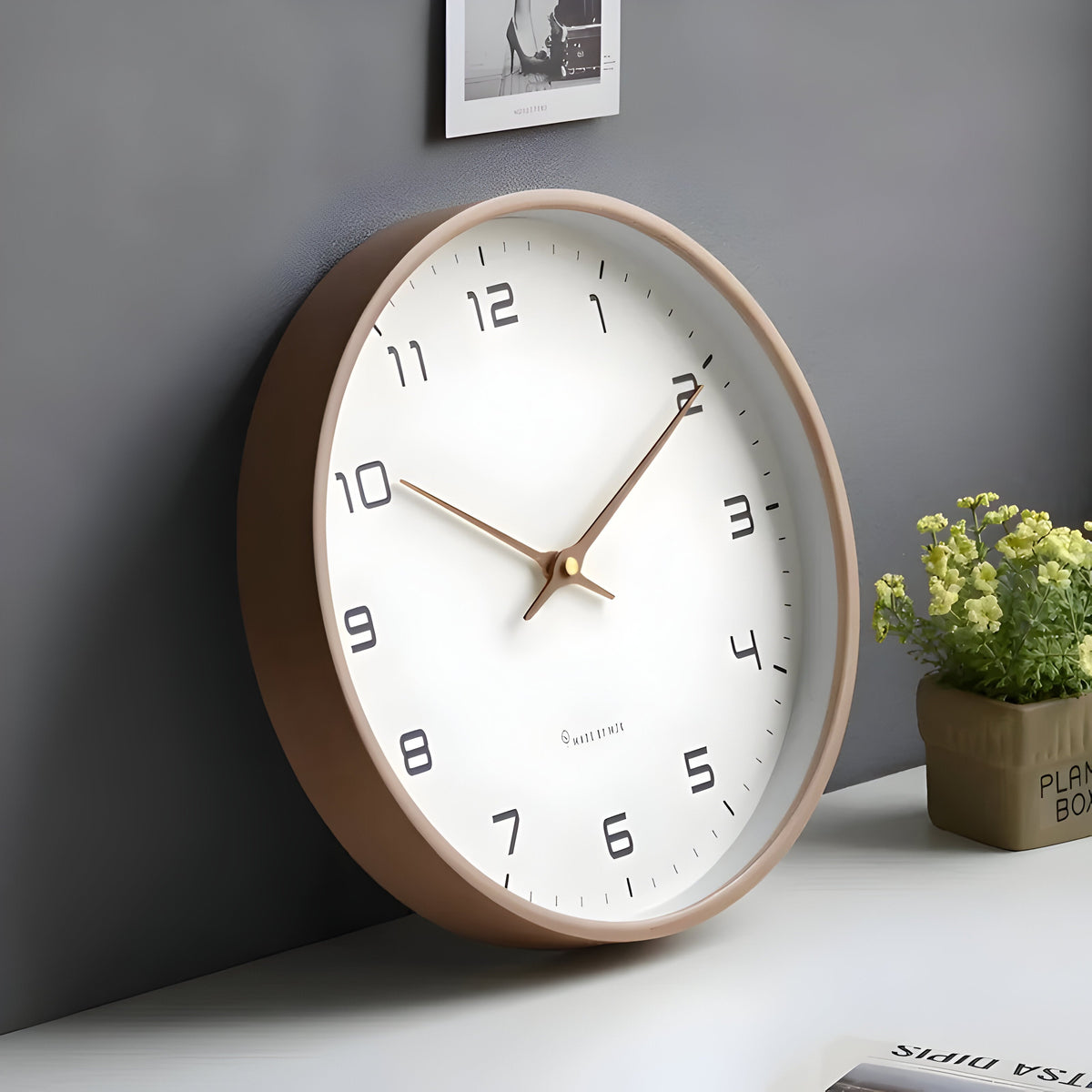 Stille houten wandklok | Modern rond ontwerp