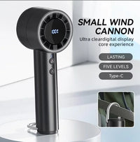 Stille snelle usb-handventilator – Draagbare kleine ventilator met led-display, krachtige luchtstroom en koelfunctie