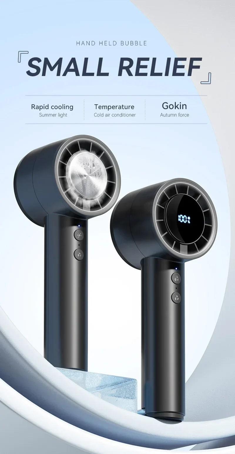 Stille snelle usb-handventilator – Draagbare kleine ventilator met led-display, krachtige luchtstroom en koelfunctie
