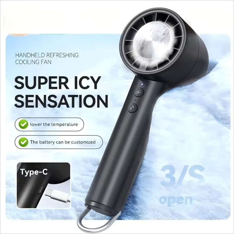 Stille snelle usb-handventilator – Draagbare kleine ventilator met led-display, krachtige luchtstroom en koelfunctie
