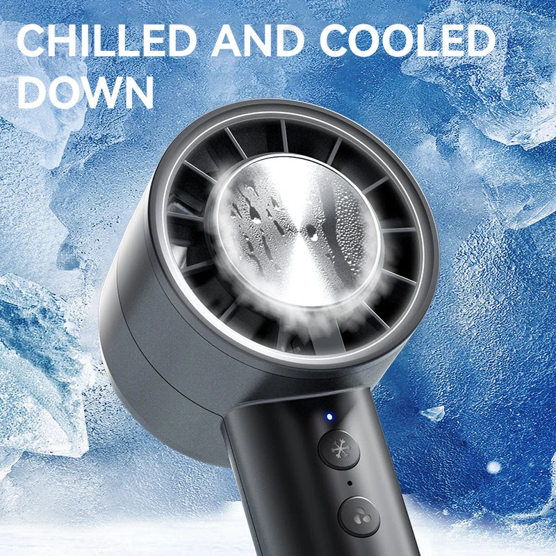 Stille snelle usb-handventilator – Draagbare kleine ventilator met led-display, krachtige luchtstroom en koelfunctie