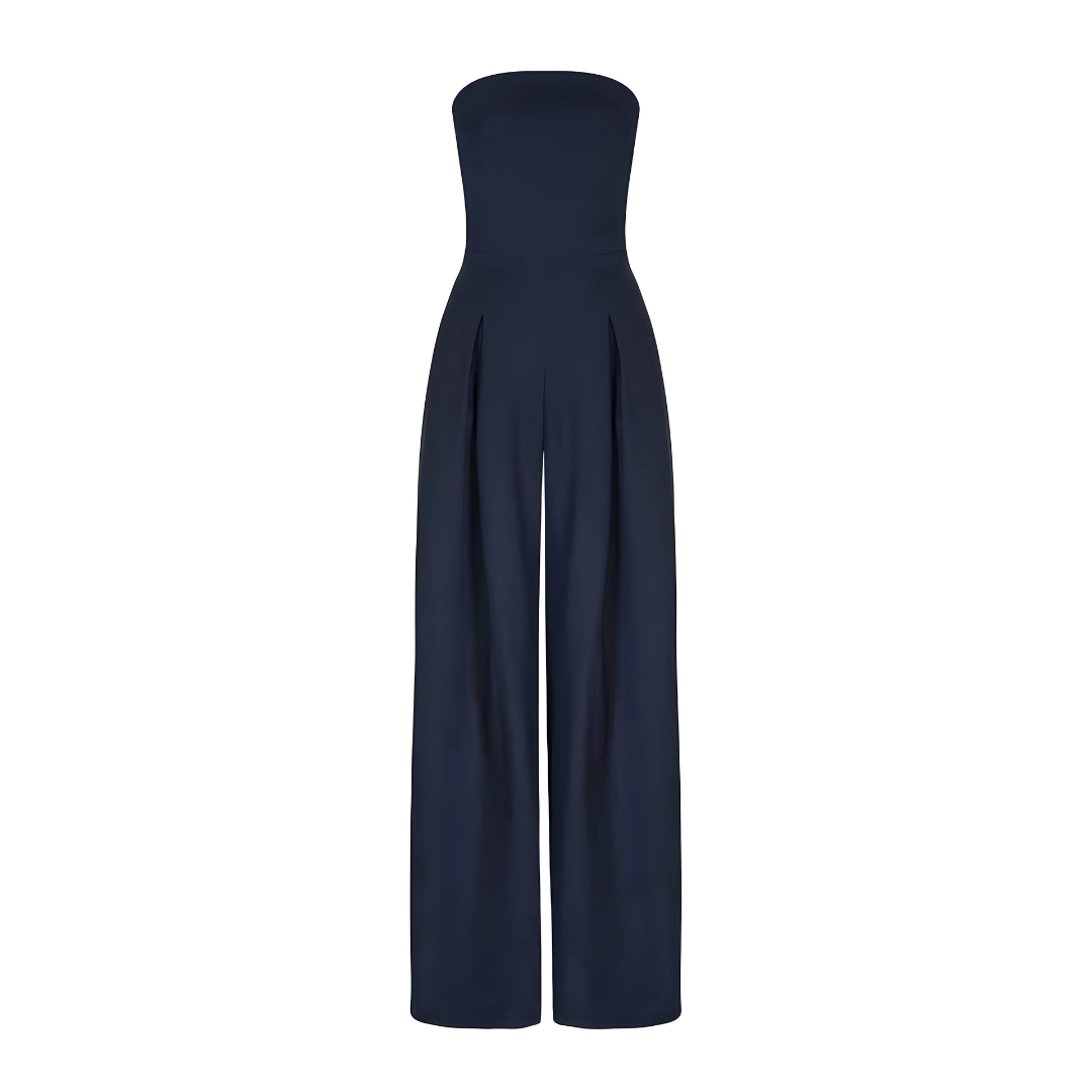 Strapless jumpsuit met wijde pijpen