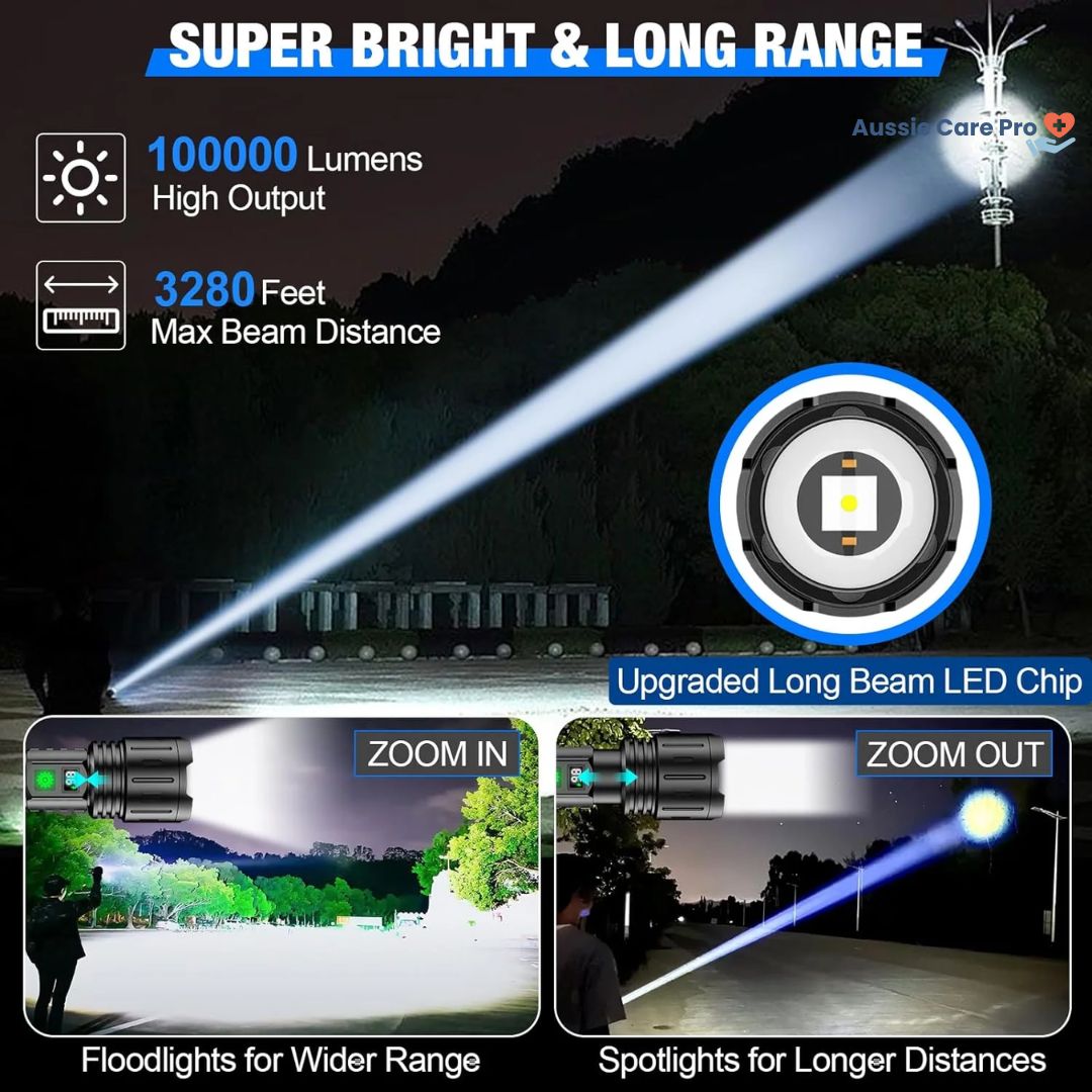 Tactische LED-zaklamp 100.000 Lumen Herlaadbaar