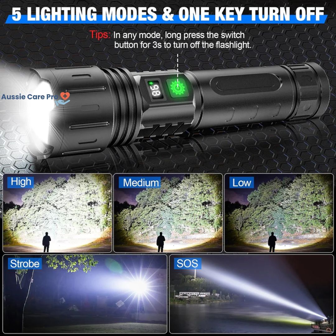 Tactische LED-zaklamp 100.000 Lumen Herlaadbaar
