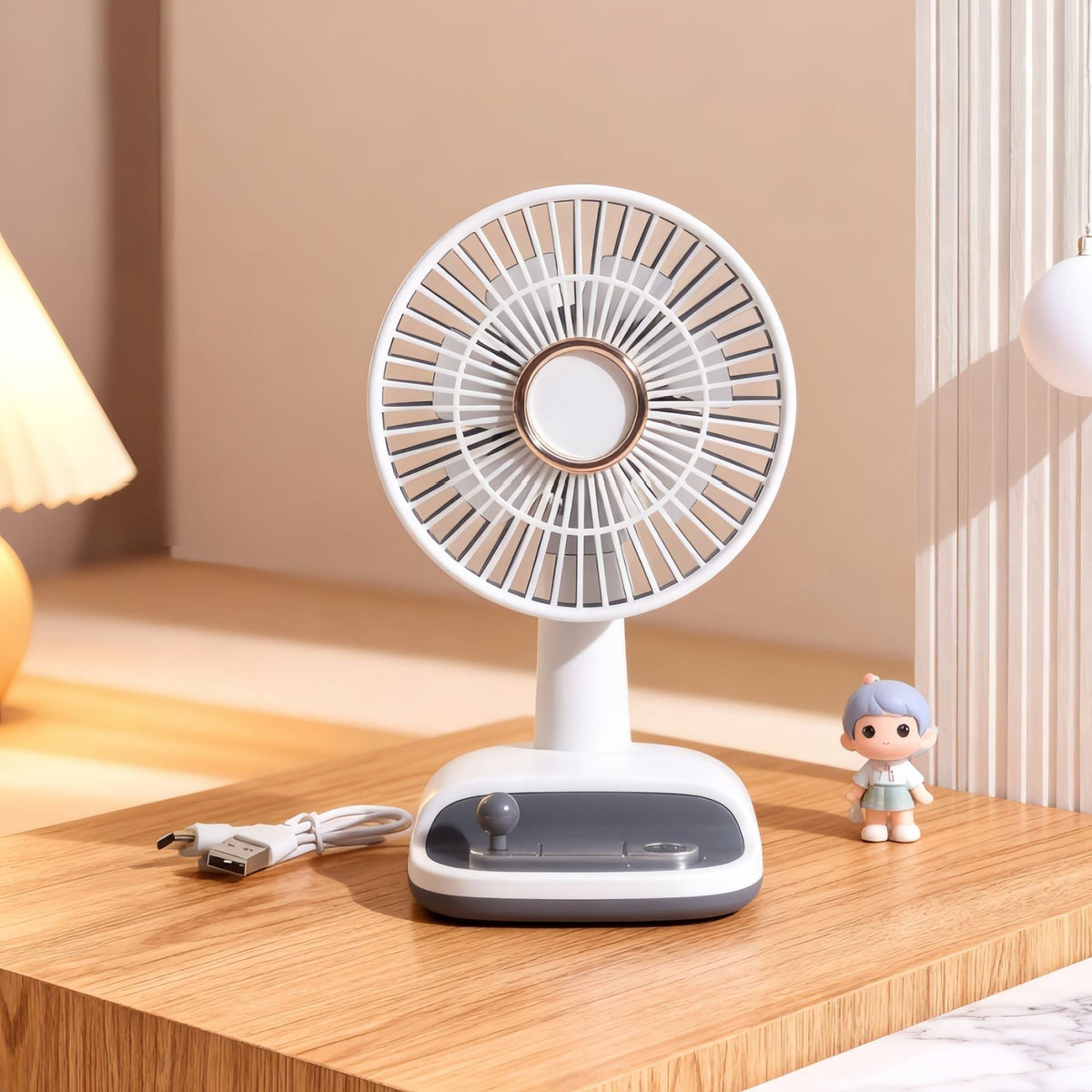 Tafelventilator met flexibele kantelhoek, modern en elegant
