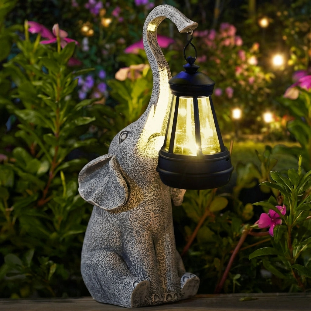 Tuinverlichting op Zonne-energie in de Vorm van een Olifant met Automatische LED-Sfeerverlichting