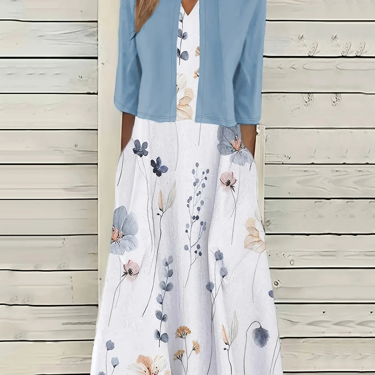 Tweedelige midi-jurk met bloemenprint
