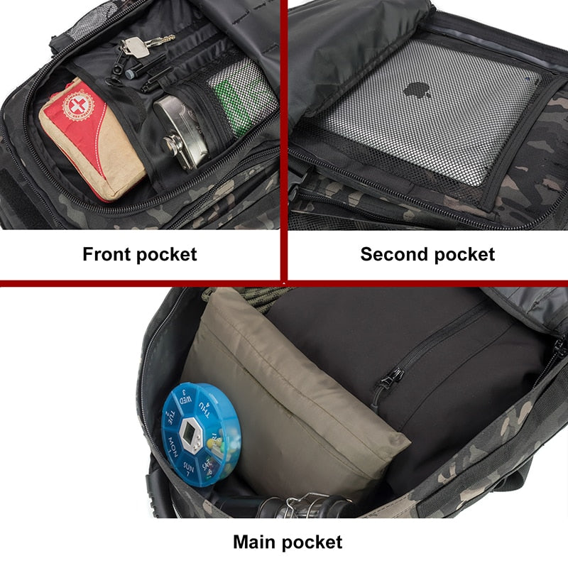 Uitbreidbare tactische rugzak van 60L voor outdoorreizen