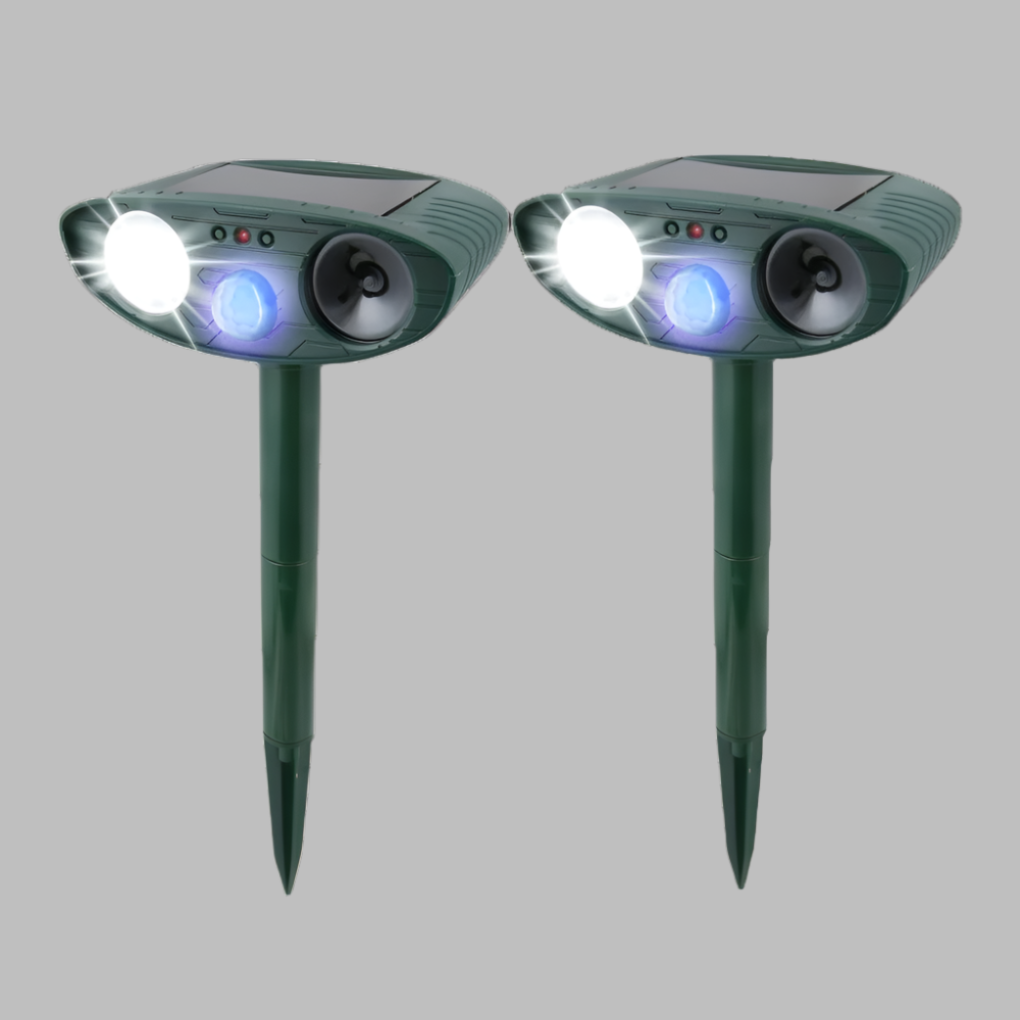 Ultrasone konijnenverjager op zonne-energie met led-flitslicht