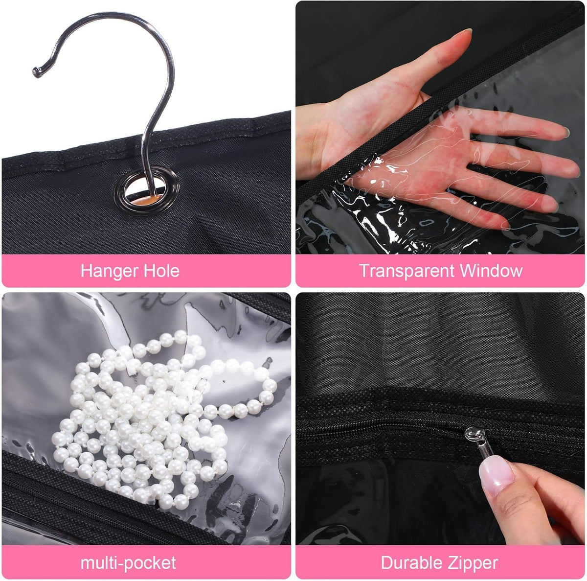 Unisex kledinghoezen en pakhoezen - set van 5 stuks met transparante vakken & ophanglus voor opvouwen