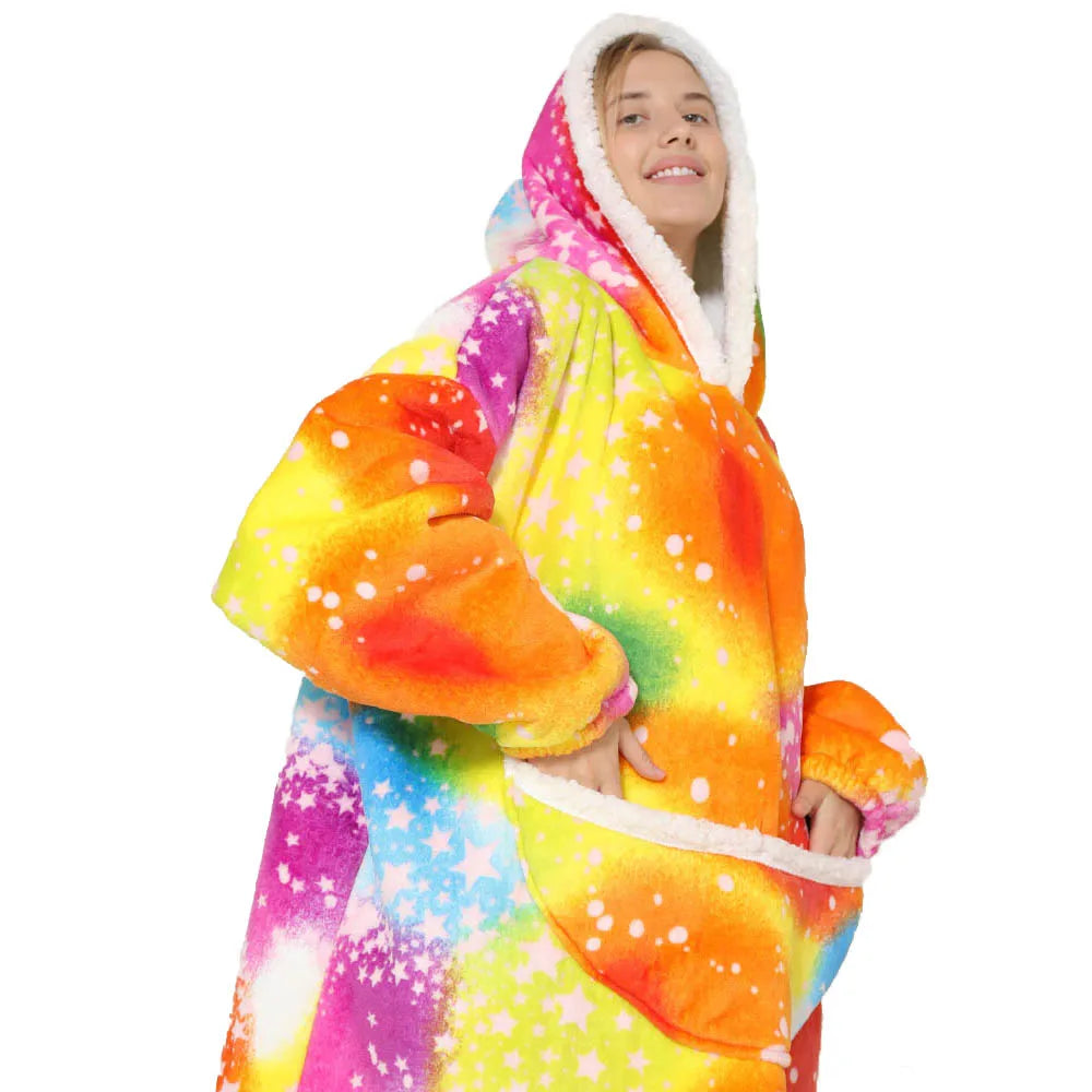 Unisex Oversized Draagbare Deken met Capuchon & Zakken