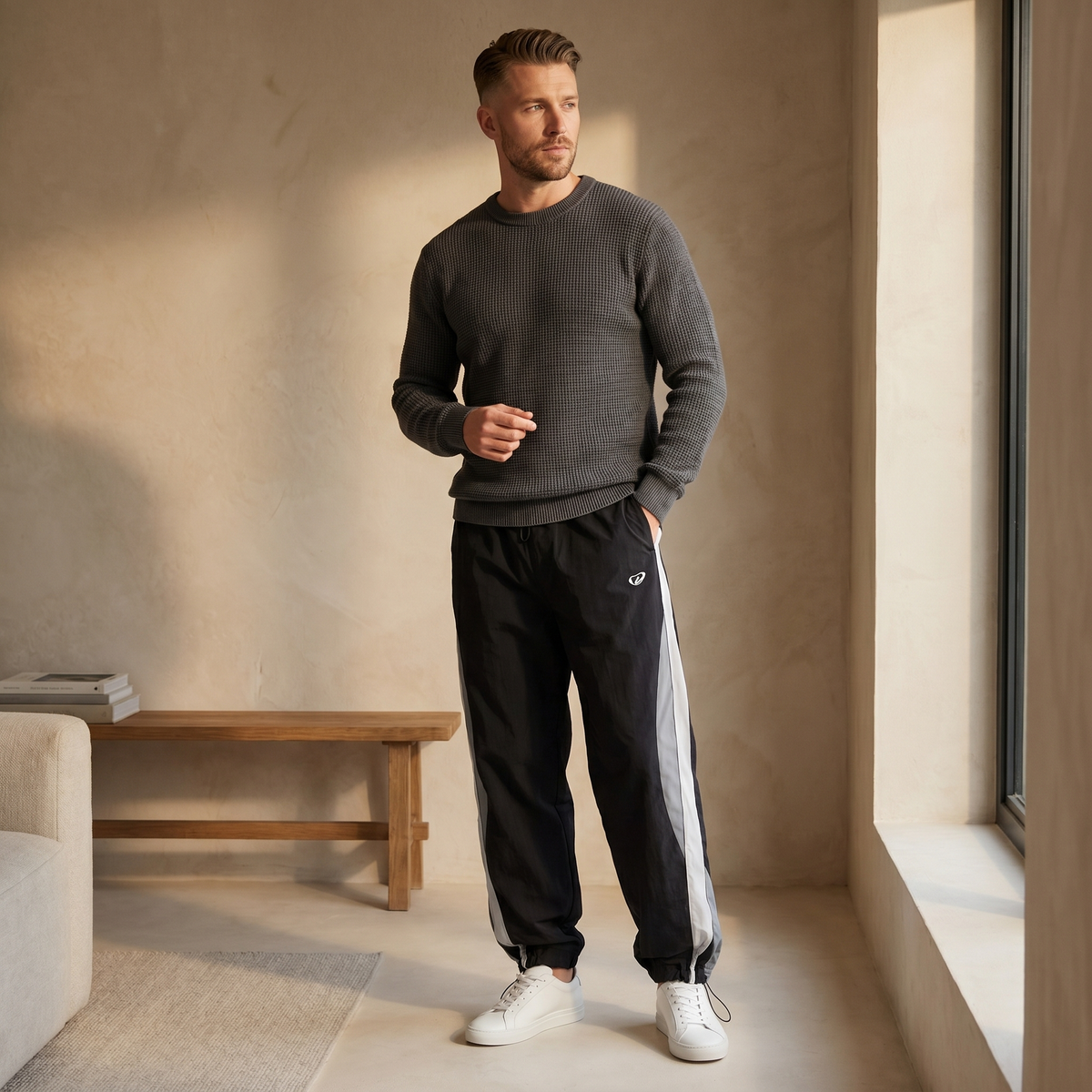 Unisex Polyester Trainingsbroek | Losse Baggy Pasvorm | Casual Broek voor Dagelijks Gebruik