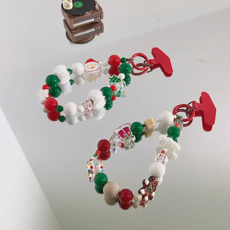 Unisex sleutelhanger met kerstthema en kralenhanger