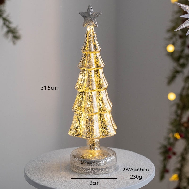 Verlichte tafelkerstboom in glaslook met led-lampjes en sterpiek