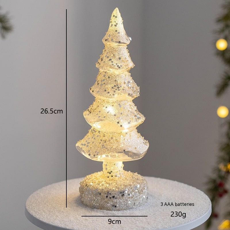 Verlichte tafelkerstboom in glaslook met led-lampjes en sterpiek